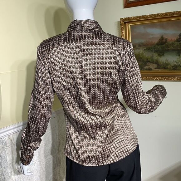 Mandarin & Mint Silk Geometric Pattern Dress Shirt - Picture 7 of 13